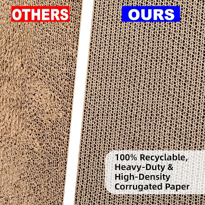 Value 2-Pack 26.8 Inch Cat Scratching Post, Premium High Density Cardboard Cat Scratcher for Multi-Cat Homes, Reinforced Durable Scratching Pad with Catnip Toy Ball for Indoor Cats