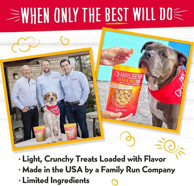 Charlee Bear Grain Free Dog Treats, Peanut Butter & Banana, 8 oz | Pocket-sized Dog Training Treats, Crunchy Dog Treats, Limited Ingredient Recipe, Under 3 Calories per Treat, Made in USA