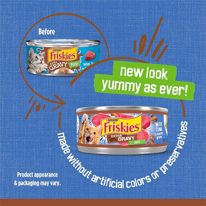 Purina Friskies Wet Cat Food Pate, Extra Gravy With Tuna - (Pack of 24) 5.5 oz. Cans
