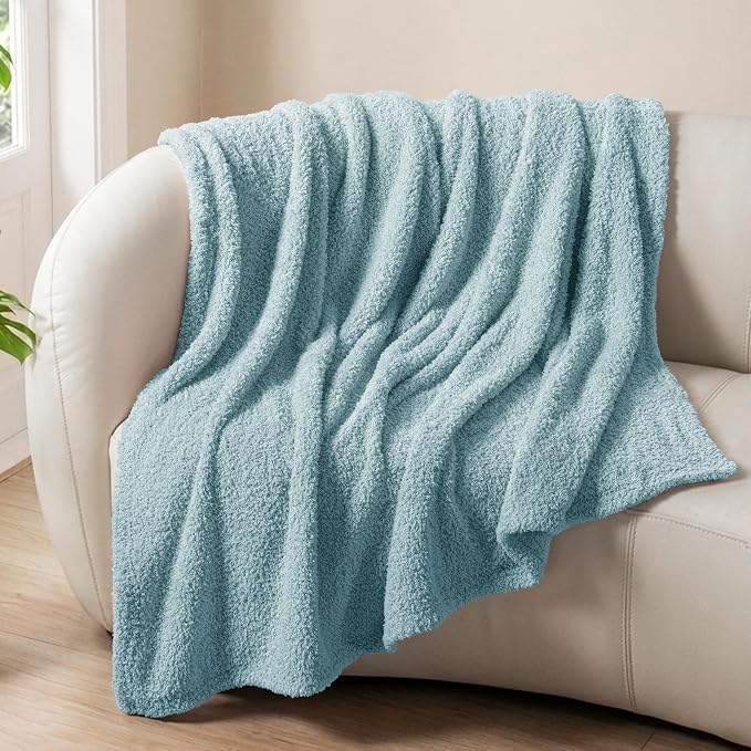 Exclusivo Mezcla Fleece Throw Blanket for Couch and Sofa, 50" x 60" | Super Soft and Cozy Fluffy Blanket for Women, Lightweight and Fuzzy Throw for Home Decor, All Season, Slate Blue