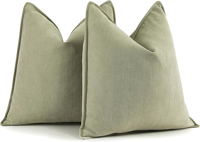 Sage Green Pillow Covers 26x26 Set of 2 Chenille Throw Pillow Covers with Elegant Design Soft and Luxurious Decorative Throw Pillows for Couch, Bed, and Home Decor