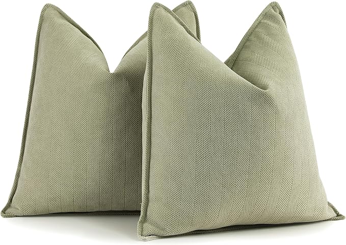 Sage Green Pillow Covers 20x20 Set of 2 Chenille Throw Pillow Covers with Elegant Design Soft and Luxurious Decorative Throw Pillows for Couch, Bed, and Home Decor