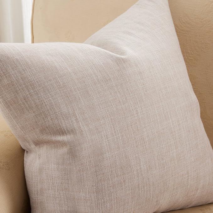 Rustic Linen Lumbar Pillow Covers Set of 2, Taupe 12x20in | Textured Pillow Case, Rustic Cotton Linen Fabric, Modern Farmhouse Cushion Covers for Sofa Bed Living Room Home Decor