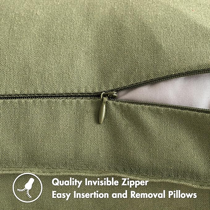 MIULEE Pack of 2 Decorative Linen Pillow Covers 20x20 Inch Sage Green | Boho Farmhouse Modern Accent Throw Pillows, Soft Neutral Cushion Covers, Home Decor for Sofa Couch Bed Living Room
