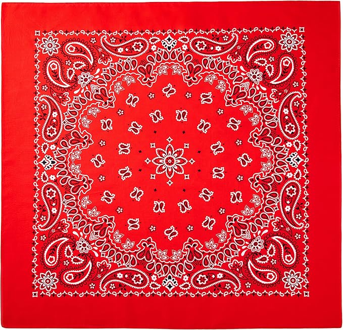 Gift Packaging Bandana for Men Women - 100% Cotton, Paisley, 22x22 In, 1 Pack - Large Bandanna Handkerchief Cowboy Hanky