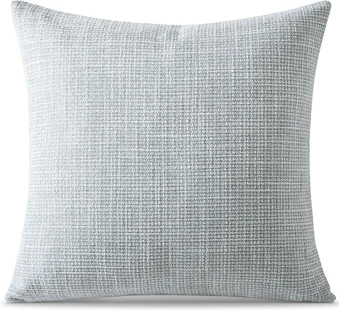 OTOSTAR Linen Throw Pillow Cover Set of 1 Decorative Square Pillowcases Cushion Covers 22x22 Inch for Home Decor Sofa Bedroom Car 55 x 55CM Blue Grey