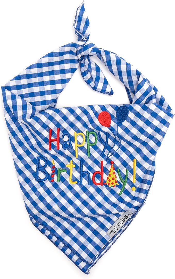 THE WORTHY DOG Icons Classic Tie-On Bandana for Dogs & Cats, Birthday