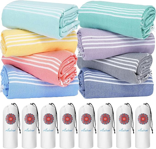 Antfuny 8 Packs Turkish Beach Towels Yoga Blanket Gym Workout Towel 2024 Women Birthday Gift Ideas for Mom Day Mother Grandma Wife Sister Girlfriend Her Friend Appreciation Thank You