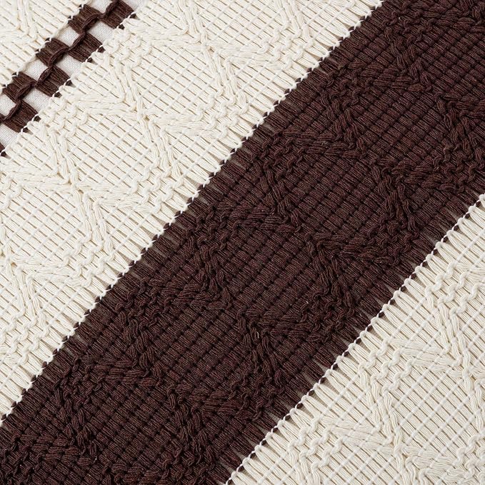 Fancy Homi Set of 1 Boho Brown Long Lumbar Decorative Throw Pillow Cover 16x24 Inch for Couch Bed Sofa Chair, Modern Organic Farmhouse Home Decor, Soft Cotton Cute Accent Rectangle Cushion Case