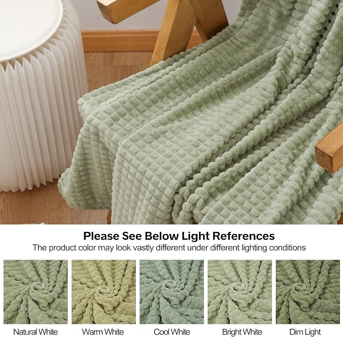 Simple&Opulence Sage Green Throw Blanket-Super Soft Fluffy Blankets 50x70 Inches Cozy Lightweight Fleece Blanket for Couch Bed Office Chair Home Decor