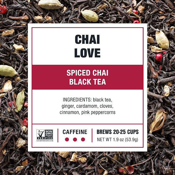 Tiesta Tea - Chai Love | Loose Leaf | Spiced Chai Black Tea | Premium Blend | High Caffeinated Black | Make Hot or Iced Brews Up to 25 Cups | 1.9 Ounce Resealable Pouch