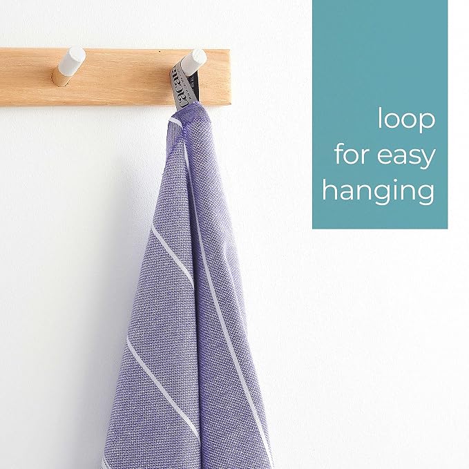 Cacala 100% Turkish Cotton Kitchen Tea Towels, Highly Absorbent Luxury Soft Quick Drying Dish Towel with Hanging Loop for Gym, Yoga, Bath, Sports, Cleaning and Kitchen (23 x 36), Dark Purple