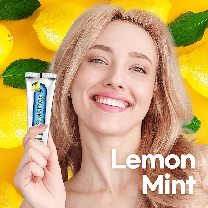 DENTI BUONGIORNO Plaque Care Toothpaste (Lemon Mint) – Deep Clean for Tartar Control & Heavy Plaque, Natural Whitening(Baking Soda), Cavity Protection, Paraben & SLS Free (3.52fl oz / 100g)