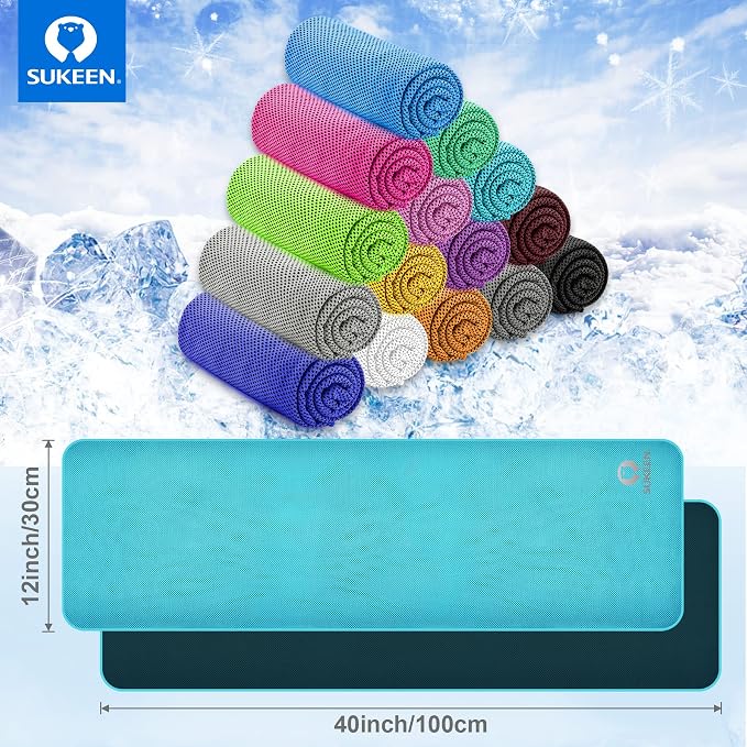Sukeen 4 Pack Cooling Towels for Hot Weather 40"x12", Gym Towels for Men and Women, Soft Breathable Workout Towels for Yoga, Running, Sport, & More