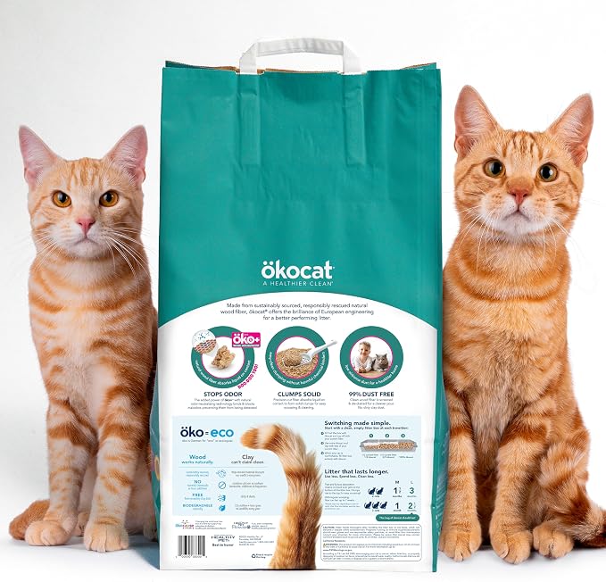 ökocat Multi-Cat Natural Wood Clumping Cat Litter, Odor Control, 12.6 Lbs