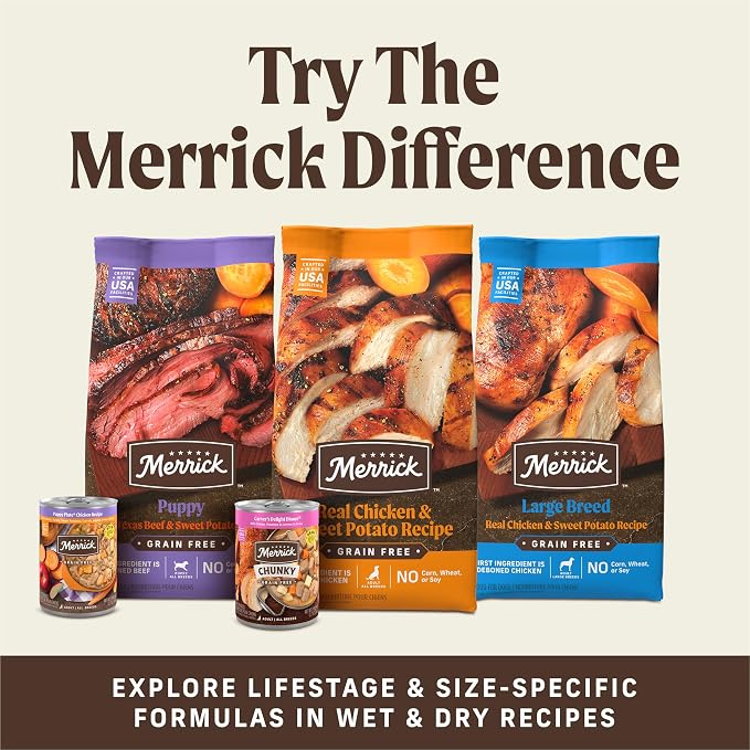 Merrick Power Bites Chicken Recipe Soft Dog Treats, Grain-Free Dog Snack with Real Chicken, 6 oz Bag