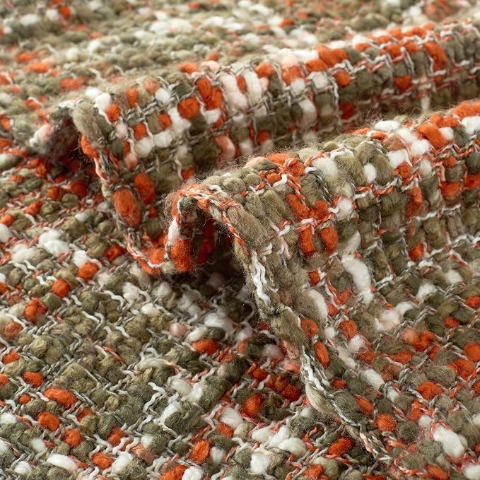 Multi-Color Cable Woven Throw Blanket for Couch - 60"X80" | Multicolored Boho Style,Super Soft Warm Cozy Chunky Blankets with Decorative Tassels for Bed and Sofa,Orange