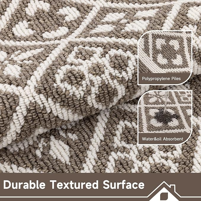 Ileading Indoor Door Mat 3x5ft Absorbent Dog Mats for Muddy Paws,Machine Washable Small Living Room Area Rug with Non-Slip Rubber Backing Low-Profile Inside Carpet for Hallway,Entryway,Kitchen(Brown)