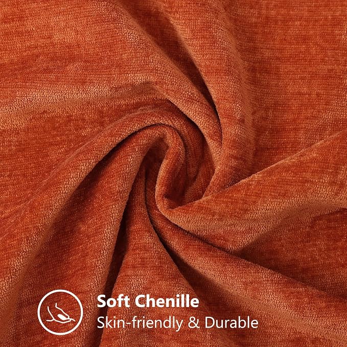 decorUhome Soft Chenille Throw Pillow Covers 20x20 Set of 2 Rust | Fall Textured Decorative Throw Pillow Cases Stitched Edge Modern Farmhouse Luxury Boho Velvet for Couch Sofa Bed Home Decor