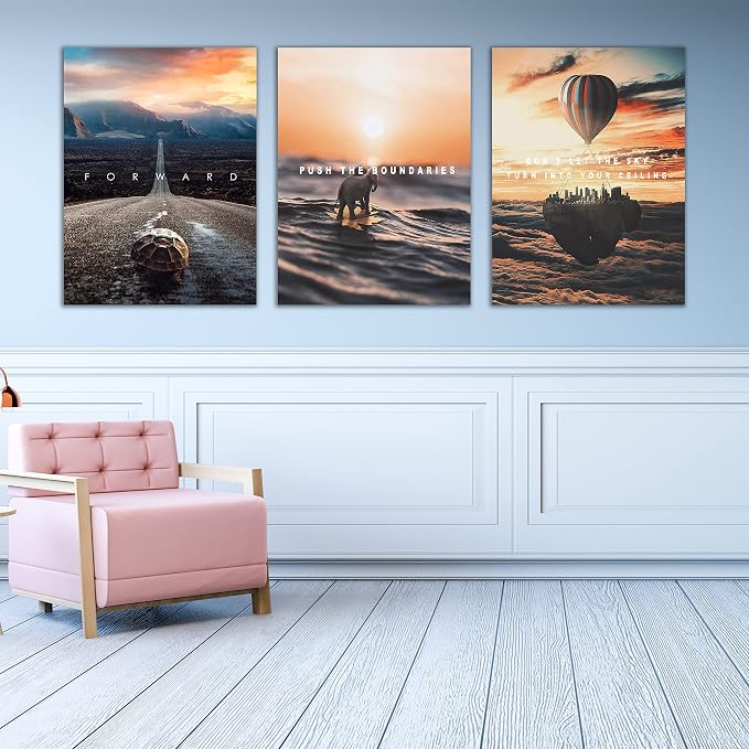 Motivational Wall Decor Poster Inspirational Wall Art 3 Pieces Canvas Wall Painting Framed Artwork for Living Room Bedroom Office Home Decor Prints Pictures Wall Decor Ready to Hang 60''Wx 28''H