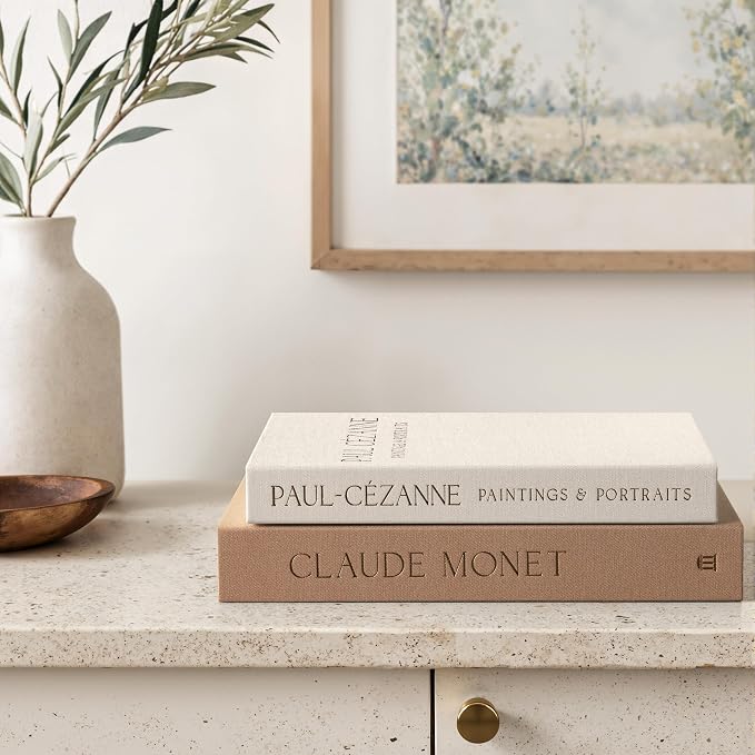 Aesthetic Decorative Books - Coffee Table Books Decor - Faux Decor Book Storage Box for Decoration - Set of 2 Linen Fake Book for Home Table Decors - Photo Storage Keepsake Box