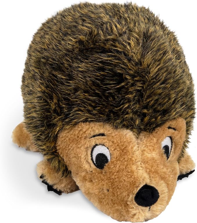 Outward Hound Hedgehogz Plush Dog Toy, Squeaks & Grunts, XL, 12" x 9" | Soft Realistic Faux Fur, Round for Rolling & Chasing, Cuddle & Carry, Interactive Fetch, Light Chewers, Dogs & Puppies
