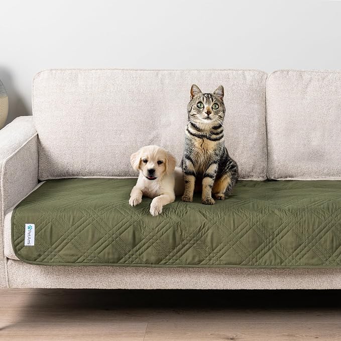 PetAmi Waterproof Couch Cover for Dog Nonslip Bed Sofa Blanket, 30x70 Green | Leakproof Furniture Protector for Pet Cat, Machine Washable Pee Proof Mat for Chair Car Seat, Durable & Anti Slip Backing