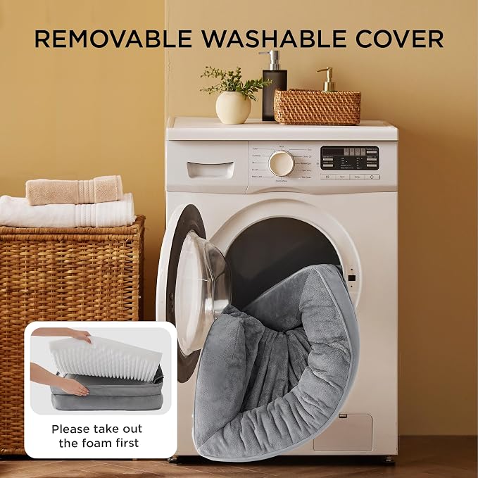 Bedsure Orthopedic Dog Bed Medium Size Dogs - Washable Small Medium Dog Cat Bed Waterproof, Comfort Cats Couch Sofa with Washable Removable Cover, Pets Bed with Nonskid Bottom, Grey, 28" (Pack of 2)