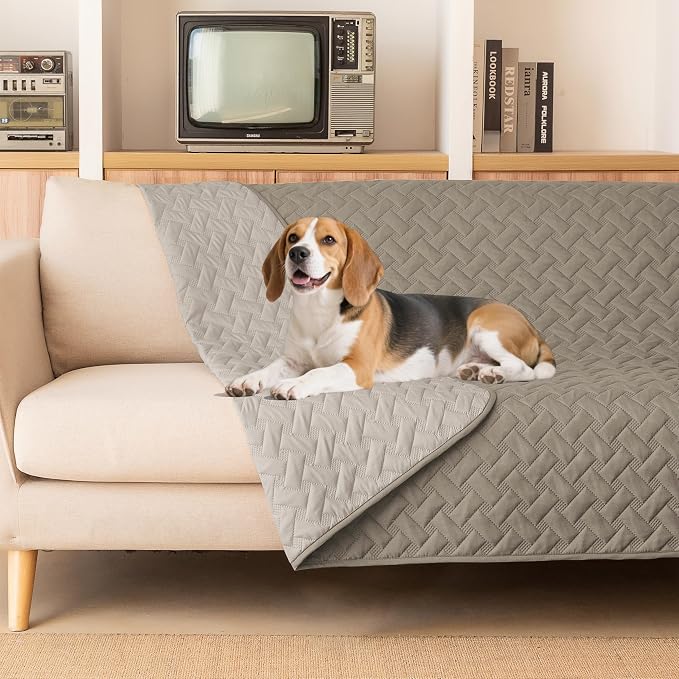 gogobunny Waterproof Dog Bed Cover Pet Blanket for Furniture Bed Couch Sofa Reversible (Dark Stone/Light Stone, 82x82 Inch (Pack of 1))
