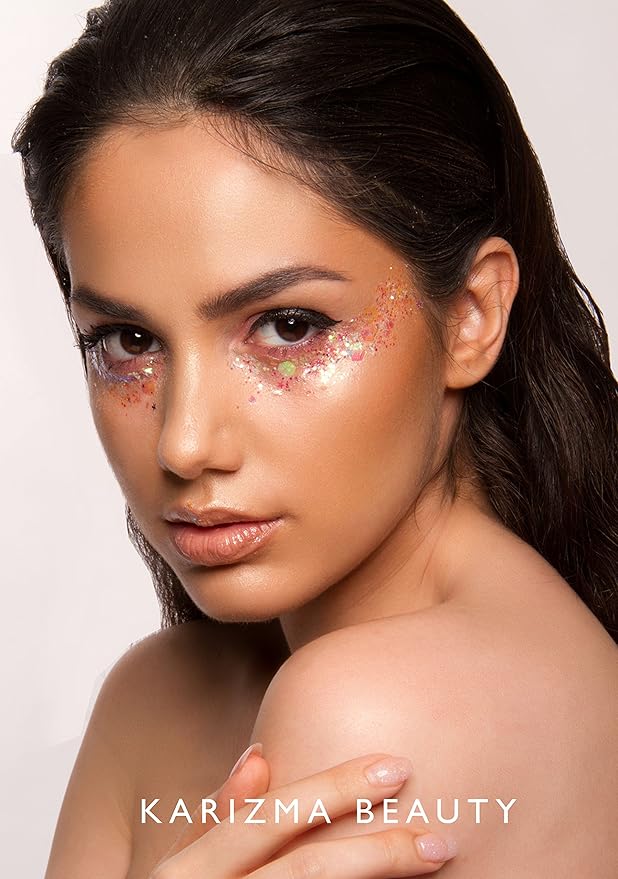 KARIZMA Iridescent Glitter. 30g Chunky Face, Hair, Eye and Body for Women. Rave, Festival Accessories, Cosmetic Makeup. Loose Set