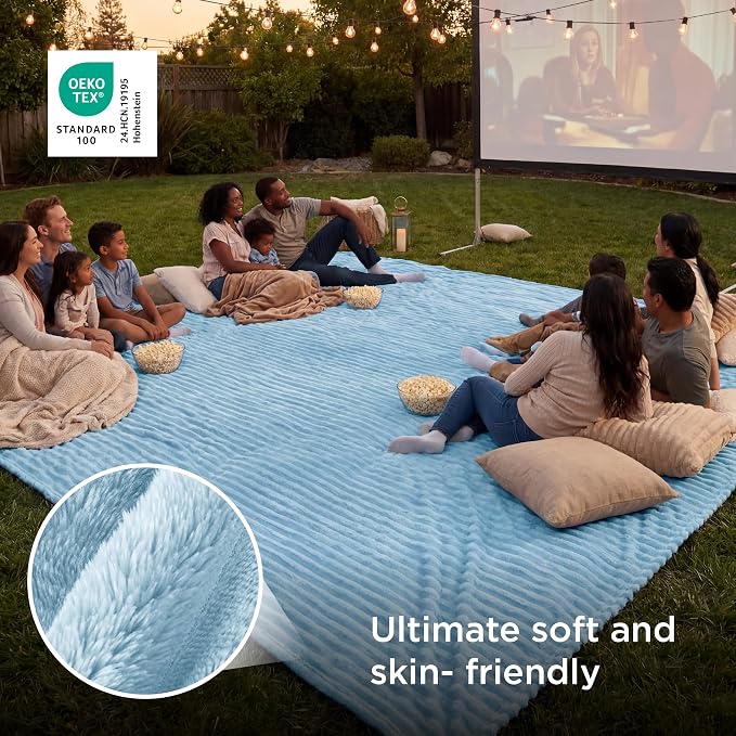 Bedsure Soft Large Fleece Blanket for Bed Light Blue 120"x120" | Birthday Gifts for Women Mom Her, Warm Lightweight Cozy Fluffy Throw Blanket Sofa, Dorm Room Home Decor, Machine Washable