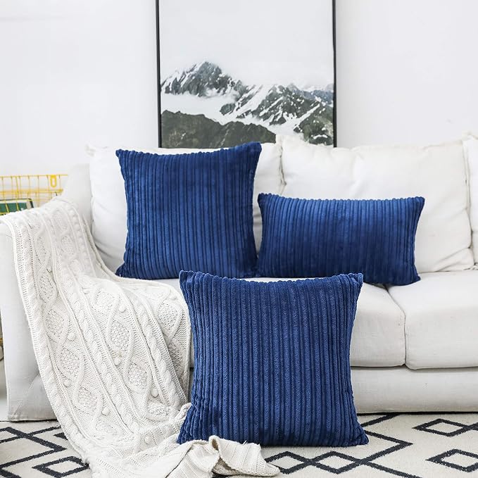UGASA Soft Velvet Solid Square Decorative Cushion Cover Handmade Pillowcase with Hidden Zipper, 1 Pack, 20x20 inch, Navy Blue