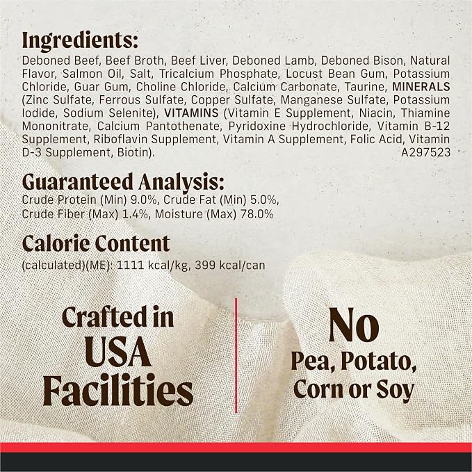 Merrick Grain Free Canned Dog Food, Beef Lamb Bison, 12.7 oz, Pack of 12 | Premium pate crafted without poultry, corn, or wheat; natural beef, lamb, and bison recipe with added vitamins and minerals