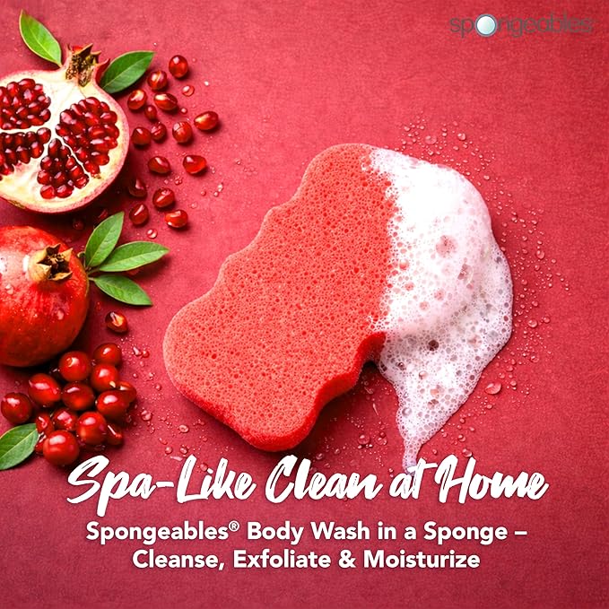 Spongeables Body Wash in a 20+ Wash Sponge, Pomegranate Punch, 1 Count