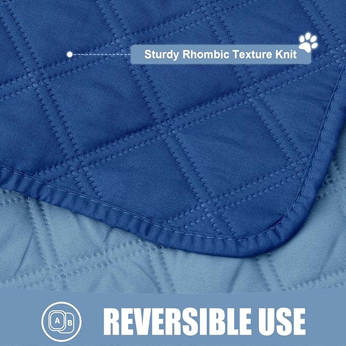 Smiry Waterproof Reversible Pet Couch Covers for Dogs | Pet Friendly, Soft Fabric, Washable Sofa Furniture Protector for Dogs Cat Kids, Checkered (30"x90", Navy/Blue)