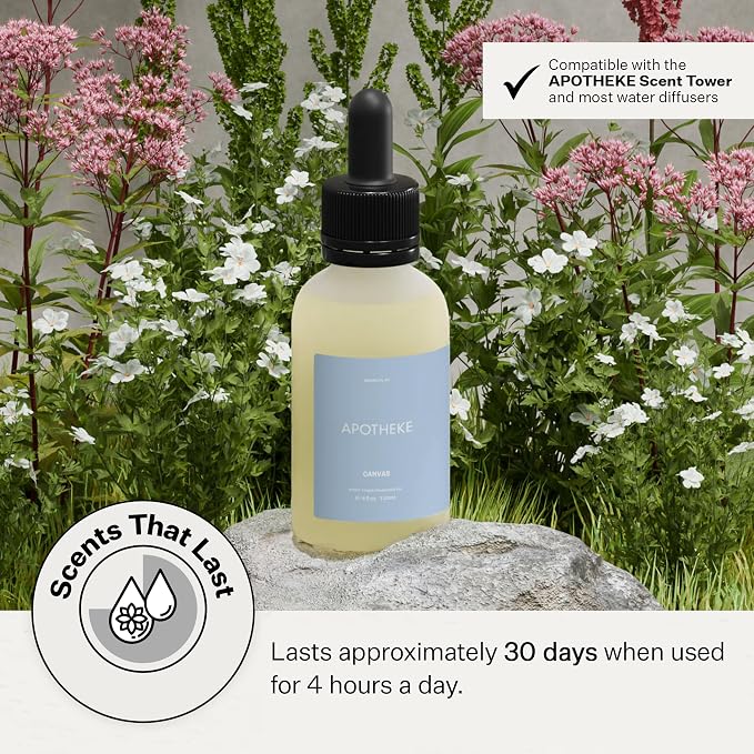 Apotheke Scent Tower Aromatherapy Diffuser Fragrance Refill, Canvas (30 ml) - Long-Lasting Perfume-Grade Essential Oil for Clean & Fresh Home, Office, Hotel & Large Rooms