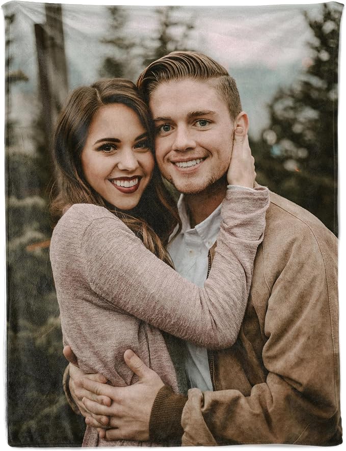 Ship Next Day Custom Blanket with Picture Customized Photo Blankets Customize Customizable Blanket Personalized Valentines Day Funny Gifts for Him Her Couple Girlfriend Boyfriend Mom Dad Wife Husband