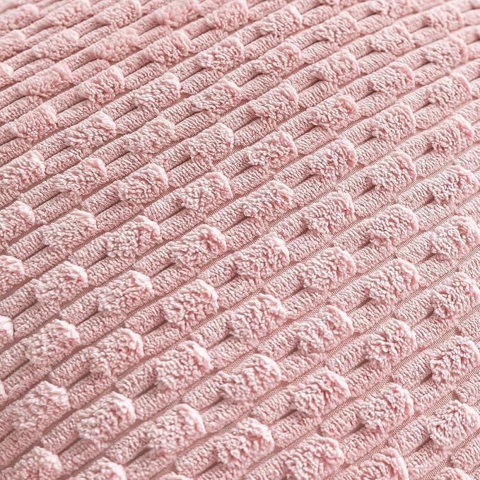 Set of 4 Light Pink Decorative Throw Pillow Covers 12x20 Inch Corduroy Pillow Covers for Bed Couch Sofa Living Room Soft Cushion Cases