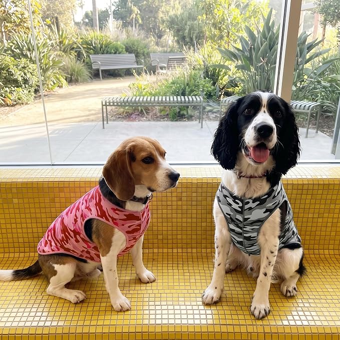 YUDODO 2 Pack Dog Shirts, Lightweight Stretchy Dog Tank Tops, Soft Pet Vest | Skin-Friendly, Breathable, Sleeveless, All Season Dog Clothes, For Small Medium Dogs, Pink+Gray, S