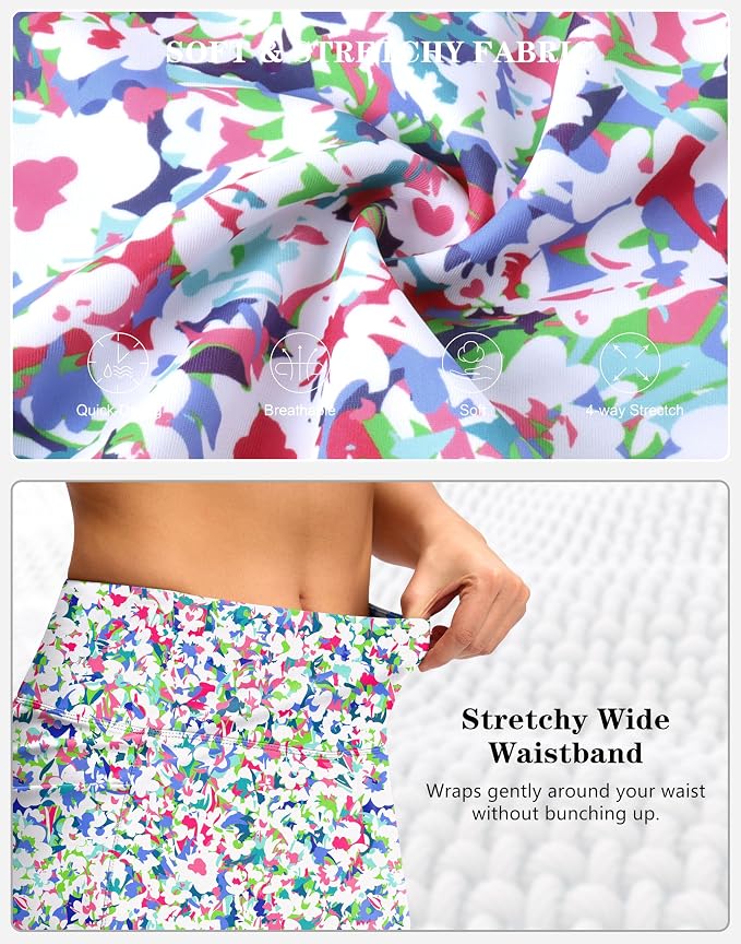 Women's Golf Skirts Skort 4 Side Pockets High Waisted Stretchy Tennis Skirt | Silky Soft, Lightweight, Breathable, Built-in Mesh Shorts, High Waisted, Elastic waistband, Moisture-Wicking, Athletic