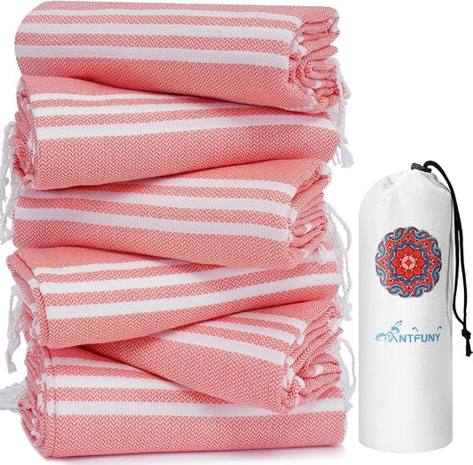 6 Pack Turkish Beach Towels Vacation Essentials Pool Towel for Women Birthday, Teacher Appreciation Thank You Gifts, Mothers Days Bridesmaid Bride Girlfriend Friendship Sister 40th Retirement Gift