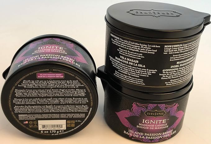KAMA SUTRA Ignite Massage Candle - Coconut Oil and Soy Based - Island Passion Berry, 6 oz Candle Melts into a Warm Massage Oil, Couples Massage, Pour Spout Massage Candle