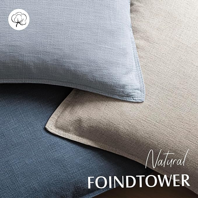 Foindtower Pack of 2, Decorative Linen Solid Throw Pillow Covers Soft Accent Euro Cushion Case Boho Farmhouse Pillowcase for Chair Couch Sofa Bedroom Living Room Home Decor 20 x 20 Inch Sky Blue
