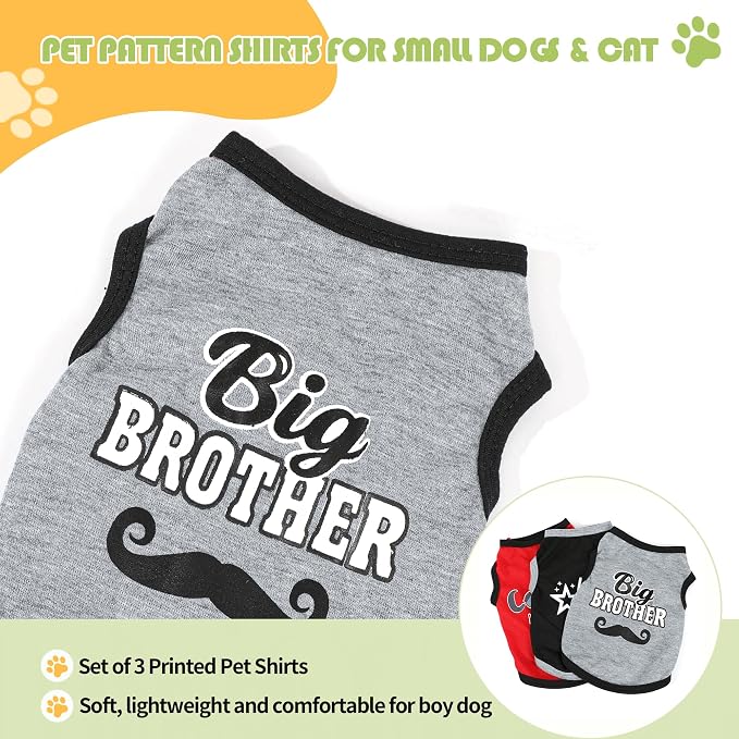 3 Pieces Dog Shirts for Small Dogs Puppy Clothes Cute Small Dog Shirts Spring Summer Soft Dog Clothing Pet T Shirts Chihuahua Clothes XXS (Red,Black,Grey, XX-Small)