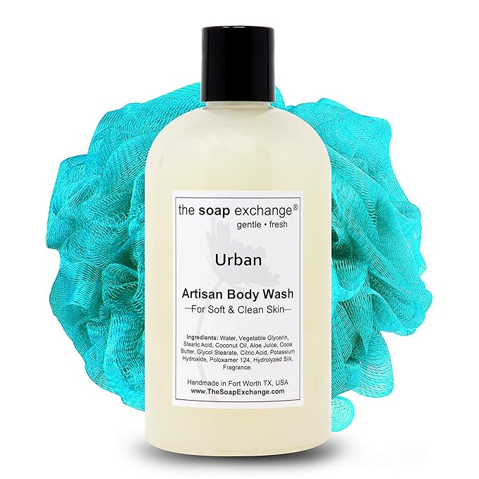 The Soap Exchange Body Wash - Urban Scent - Hand Crafted 12 fl oz / 354 ml Natural Artisan Liquid Soap for Hand, Face & Body, Shower Gel, Cleanse, Moisturize, & Protect. Made in the USA.