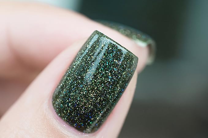 ILNP Ski Lodge - Deep Mossy Green Holographic Nail Polish