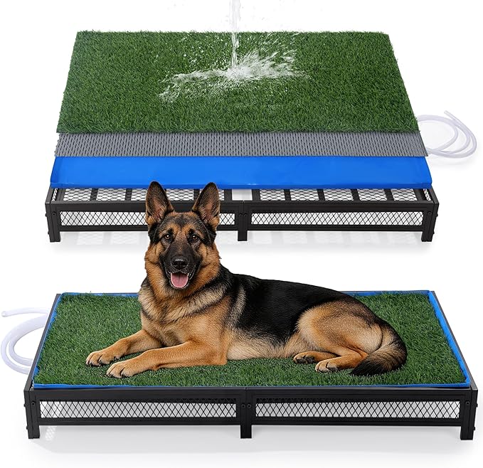 HOMBYS Grass Potty for Dogs with Drain, Artificial Grass Pet Litter Box Tray for Medium & Larhe Dog, Puppy Porch Toilet for Patio, Indoor & Outdoor Use(47" L x 23" W x 6" H)