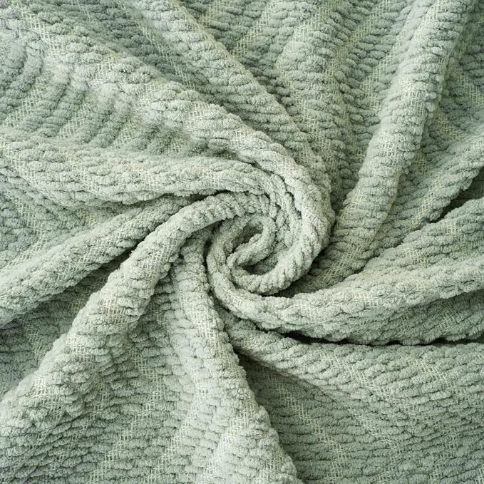 BATTILO HOME Sage Green Throw Blanket for Couch, 50"x60" | Knit Sage Throw Blanket Versatile for Couch, Super Soft Warm Spring Green Blanket for Bed Sofa