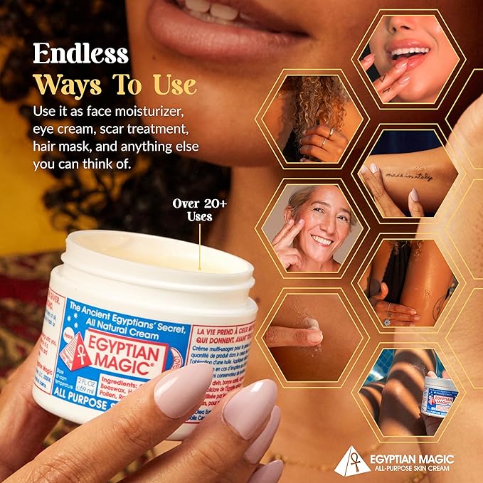 Egyptian Magic - All Purpose Face, Body, and Dry Skin Moisturizing Cream, Skin Protectant for Women & Men, 4 & 2oz Bundle