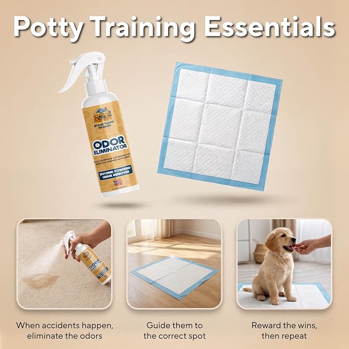 Extra Large Pee Pads for Dogs 30x23 in, 25 Count | Super Absorbent Multilayer Leak Proof Design | Quick Dry Top Layer | Includes Pet Urine Enzyme Cleaner | Disposable Potty Training Mat